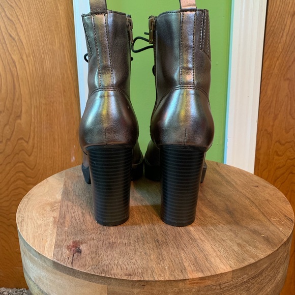 Madden NYC Josie Silver Lace-up Combat Boots - Picture 5 of 8